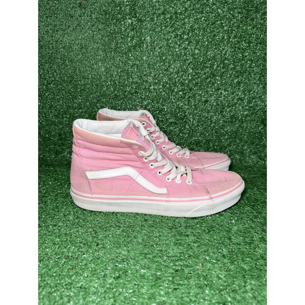 Vans Sk8 Hi Women's Size 11 Pink White High Top Old‎ Skool Skate Shoes Sneakers